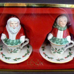 Vintage Lenox Holiday Santa & Mrs. Claus Salt & Pepper Shakers New in Box